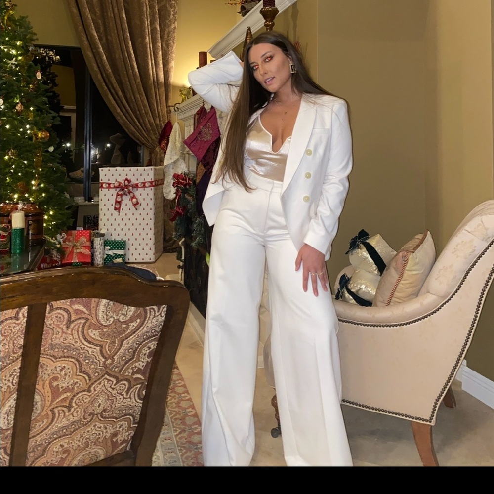 Express White Women's Wide Leg Pantsuit